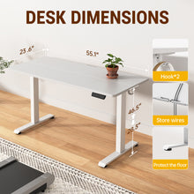 Load image into Gallery viewer, Veken 55 Inch Large Electric Standing Desk, Gaming Table, White | Height Adjustable Sit Stand Up Computer Tables for Home Office, Study , Writing, Suit students, employees and group work