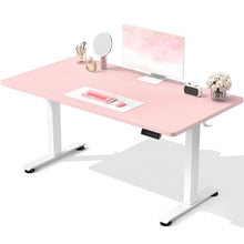 Load image into Gallery viewer, Veken 55 Inch Large Electric Standing Desk, Gaming Table, Pink Height Adjustable Sit Stand Up Computer Tables for Home Office, Study , Writing, Suit students, employees and group work