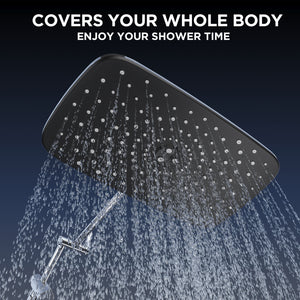 Ophanie 12 Inch High Pressure Rain Shower Head Combo with Adjustable Extension Arm - Wide Rainfall & 5 Spray Handheld Showerhead, Dual Anti-Clog Nozzles for Ultimate Shower Experience