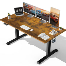 Load image into Gallery viewer, Veken 63" x 28" Super Large Standing Desk, Height Adjustable Electric Computer Desk, Sit to Stand Up, Modern Workstation for Home Office, Walking Pad, Writing, Gaming Bedroom Study, Brown