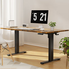 Load image into Gallery viewer, Veken 55" x 23.6" Super Large Standing Desk, Height Adjustable Electric Computer Desk, Sit to Stand Up, Modern Workstation for Home Office, Walking Pad, Writing, Gaming Bedroom Study, Brown