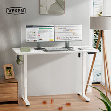 Load image into Gallery viewer, Veken 55 Inch Large Electric Standing Desk, Gaming Table, White | Height Adjustable Sit Stand Up Computer Tables for Home Office, Study , Writing, Suit students, employees and group work
