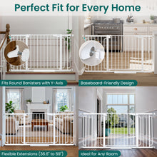 Load image into Gallery viewer, Cumbor Extra Wide Baby Gate, 36.6-69" Walk-Through Dog Gate White