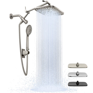 Ophanie 12 Inch High Pressure Rain Shower Head Combo with Adjustable Extension Arm - Wide Rainfall & 5 Spray Handheld Showerhead, Dual Anti-Clog Nozzles for Ultimate Shower Experience