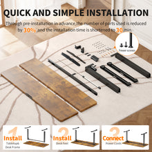 Load image into Gallery viewer, Veken 55" x 23.6" Super Large Standing Desk, Height Adjustable Electric Computer Desk, Sit to Stand Up, Modern Workstation for Home Office, Walking Pad, Writing, Gaming Bedroom Study, Brown