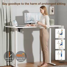 Load image into Gallery viewer, Veken 55 Inch Large Electric Standing Desk, Gaming Table, White | Height Adjustable Sit Stand Up Computer Tables for Home Office, Study , Writing, Suit students, employees and group work
