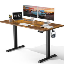 Load image into Gallery viewer, Veken 55" x 23.6" Super Large Standing Desk, Height Adjustable Electric Computer Desk, Sit to Stand Up, Modern Workstation for Home Office, Walking Pad, Writing, Gaming Bedroom Study, Brown