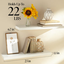 Load image into Gallery viewer, Ophanie 22.5 inch 2 Pack Wood Floating Shelves, Hanging Float Shelf for Wall Mounted Decorative Shelves, 6.7 x 23 Inch, Set of 2, White