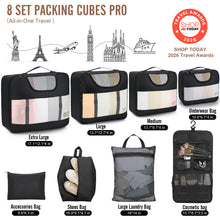 Load image into Gallery viewer, Veken 10 Set/8 Set Packing Cubes for Travel Essentials,Anti-Wrinkle Buckled Suitcase Organizer for Shoe &amp; Toiletry Bag,Carry On Luggage Bag for Airplane &amp; College Dorm Room Accessories,Women Men Gifts