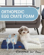 Load image into Gallery viewer, Ophanie 35in navy Orthopedic Dog Bed For Large Dogs with Egg Crate Foam Support and Non-Slip Bottom, Waterproof and Machine Washable Removable Pet Bed Cover,L size(35&quot;x22&quot;x3.5&quot;)