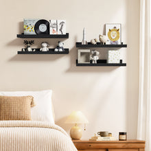 Load image into Gallery viewer, BAYKA 15.7x5.12" Floating Shelves for Wall,Room Decor,Raised Lip,4 Pack Wooden Picture Ledge, Lego Display, Bookshelf, Trinkets, Perfume, Storage in Bedroom,Bathroom,Living Room,Kids Room,Black