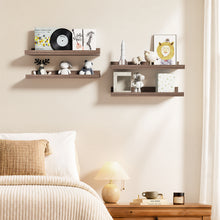 Load image into Gallery viewer, BAYKA 15.7x5.12" Floating Shelves for Wall,Room Decor,Raised Lip,4 Pack Wooden Picture Ledge, Lego Display, Bookshelf, Trinkets, Perfume, Storage in Bedroom,Bathroom,Living Room,Kids Room,Walnut