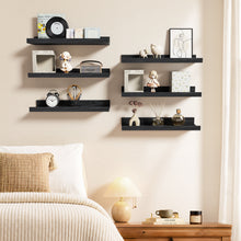 Load image into Gallery viewer, BAYKA 15.7x4.13" Floating Shelves for Wall,Room Decor,Raised Lip,6 Pack Wooden Picture Ledge, Lego Display, Bookshelf, Trinkets, Perfume, Storage in Bedroom,Bathroom,Living Room,Kids Room,Black