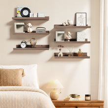 Load image into Gallery viewer, BAYKA 15.7x5.12" Floating Shelves for Wall,Room Decor,Raised Lip,6 Pack Wooden Picture Ledge, Lego Display, Bookshelf, Trinkets, Perfume, Storage in Bedroom,Bathroom,Living Room,Kids Room,Walnut