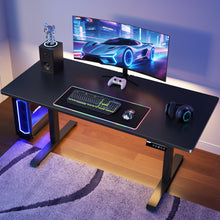 Load image into Gallery viewer, Veken 63" x 28" Super Large Standing Desk, Height Adjustable Electric Computer Desk, Sit to Stand Up, Modern Workstation for Home Office, Walking Pad, Writing, Gaming Bedroom Study, Black
