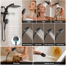 Load image into Gallery viewer, Veken 12" Rain Shower Head with Handheld,3-in-1 High Pressure Shower Combo,Matte Black