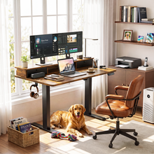 Load image into Gallery viewer, Veken 47-Inch Electric Standing Desk with Drawers, Adjustable Table, Brown