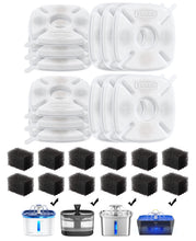 Load image into Gallery viewer, Veken Cat Water Fountain Filter, Classic 12 Pack Replacement Filters &amp; 12 Pack Replacement Pre-Filter Sponges for 50oz, 84oz, 95oz or 108oz Automatic Pet Fountain Dog Water Dispenser