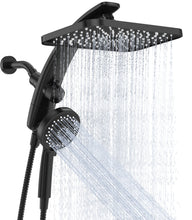 Load image into Gallery viewer, Veken 12" Rain Shower Head with Handheld,High Pressure Power Wash,Magnetic | Dual Shower Heads Combo,8-Mode Hand Held Spray with Hose,Double Detachable Rainfall Showerhead,Best Matte Black Shower System