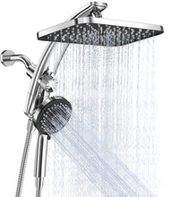 Load image into Gallery viewer, Veken 12" Rain Shower Head with Handheld,High Pressure Power Wash,Magnetic | Dual Shower Heads Combo,8-Mode Hand Held Spray,Wand,Double Detachable Rainfall Showerhead with Arm,Bathroom Set,Chrome,Silver