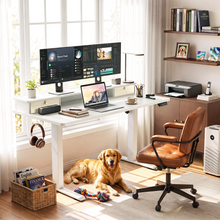 Load image into Gallery viewer, Veken 55-Inch Electric Standing Desk with Drawers, Adjustable Table, White