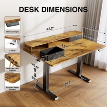 Load image into Gallery viewer, Veken 47-Inch Electric Standing Desk with Drawers, Adjustable Table, Brown