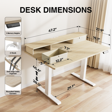 Load image into Gallery viewer, Veken 47-Inch Electric Standing Desk with Drawers, Adjustable Table, Wood