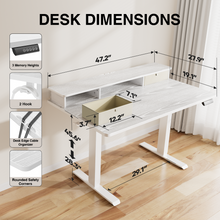 Load image into Gallery viewer, Veken 47-Inch Electric Standing Desk with Drawers, Adjustable Table, White