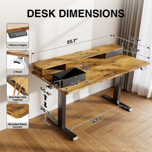 Load image into Gallery viewer, Veken 55-Inch Electric Standing Desk with Drawers, Adjustable Table, Brown