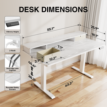 Load image into Gallery viewer, Veken 55-Inch Electric Standing Desk with Drawers, Adjustable Table, White