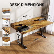 Load image into Gallery viewer, Veken 63-Inch Electric Standing Desk with Drawers, Adjustable Table, Brown
