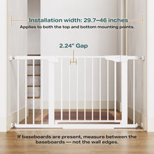 Load image into Gallery viewer, Cumbor 29.7-46" Baby Gate for Stairs, Toddler Safety Essentials for The House, Auto Close Dog Gate for Doorways, Mom's Choice Awards Winner-Easy Install Pressure Mounted Pet Gates for Dogs, White