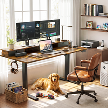 Load image into Gallery viewer, Veken 63-Inch Electric Standing Desk with Drawers, Adjustable Table, Brown