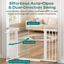 Load image into Gallery viewer, Cumbor 29.7-46" Baby Gate for Stairs, Toddler Safety Essentials for The House, Auto Close Dog Gate for Doorways, Mom's Choice Awards Winner-Easy Install Pressure Mounted Pet Gates for Dogs, White