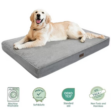 Load image into Gallery viewer, OhGeni Orthopedic Large Dog Bed 41in, Deluxe Pet Bed for Crates, Waterproof and Washable, 25D Egg Crate Foam Pad Anti-Slip Sleeping Mat for Large, Jumbo, Medium Dogs Breeds, 41" x 28", Gray