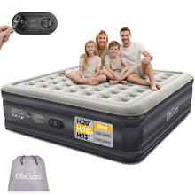 Load image into Gallery viewer, OhGeni King Air Mattress Family Choice Award with Built-in Pump,18" Comfortable Blow Up Colchones Inflables Mattress for Home,Guests, Portable Air Bed for Adults, Airbed Supports Up to 700 lbs,Black