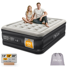 Load image into Gallery viewer, OhGeni Air Mattress Full with Built-in Pump,18" Comfortable Blow Up Colchones Inflables Mattress for Home,Guests,Foldable,Portable Bed for Adults,Durable Airbed Supports Up to 600 lbs,Black