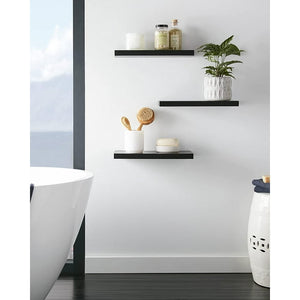 OlarHike 16 inch Wood Floating Shelves Wall Mounted Shelves, White/Brown, Set of 3