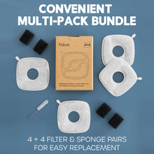 Load image into Gallery viewer, Veken Cat Water Fountain Filters, 4 Pack Replacement Filters &amp; 4 Pack Replacement Pre-Filter Sponges Set for 50oz, 84oz, 95oz or 108oz Automatic Pet Fountain Dog Water Dispenser