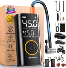 Load image into Gallery viewer, OlarHike Tire Inflator Portable Air Compressor, Cordless Electric Bike Pump | Smart Dual Hose System,Auto Stop Air Pump for Car Tires,Bicycles,Motorcycles with LED Light &amp; Digital Pressure Gauge