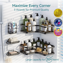 Load image into Gallery viewer, Veken Corner Shower Caddy 3-Pack, Advanced Rustproof Design&amp;Stable Storage, Black
