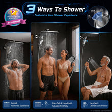 Load image into Gallery viewer, Veken 12" Rain Shower Head with Handheld,High Pressure Power Wash,Magnetic | Dual Shower Heads Combo,8-Mode Hand Held Spray,Wand,Double Detachable Rainfall Showerhead with Arm,Bathroom Set,Chrome,Silver
