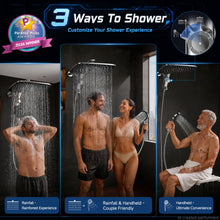 Load image into Gallery viewer, Veken 14" Luxurious Shower Head with Handheld,Full Body Coverage,Power Wash | Magnetic Hand Held,Dual Rain Shower Heads Combo,Large Rainfall,Double Detachable Showerhead,Ducha Para Shower,Chrome,Sliver