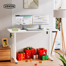 Load image into Gallery viewer, Veken 55 Inch Large Electric Standing Desk, Gaming Table, White | Height Adjustable Sit Stand Up Computer Tables for Home Office, Study , Writing, Suit students, employees and group work