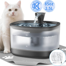 Load image into Gallery viewer, Ophanie 85oz/2.5L Cat Water Fountain with Detachable Tank, Easy &amp; Safe to Clean and Assemble for Cat and Dog, with Replacement Filters &amp; Silicone Mat