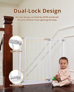 Baby Safety Gate,28.9-42.1"Wide,30" Tall Pressure Mounted,White