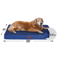 Load image into Gallery viewer, Ophanie 35in navy Orthopedic Dog Bed For Large Dogs with Egg Crate Foam Support and Non-Slip Bottom, Waterproof and Machine Washable Removable Pet Bed Cover,L size(35&quot;x22&quot;x3.5&quot;)