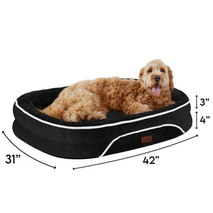 Ophanie Luxury Sofa Orthopedic Dog Bed For Large Dogs, Removable, Machine Washable Plush Cover, and Non-Slip Bottom with Four-Sided Bolster Cushion, Gray (35"x28"x6")