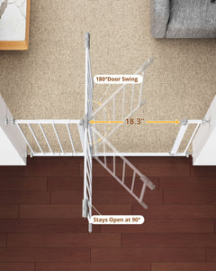 Baby Safety Gate,28.9-42.1"Wide,30" Tall Pressure Mounted,White