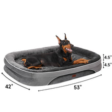 Load image into Gallery viewer, Ophanie Luxury Sofa Orthopedic Dog Bed For Large Dogs, Removable, Machine Washable Plush Cover, and Non-Slip Bottom with Four-Sided Bolster Cushion, Gray (35&quot;x28&quot;x6&quot;)